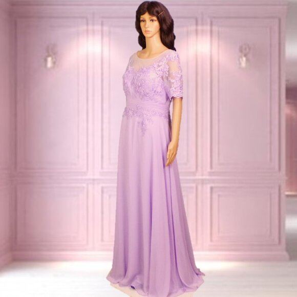 AZAZIE size A10 lilac fit/flare full-length gown 100% polyester dry clean only - Picture 8 of 16